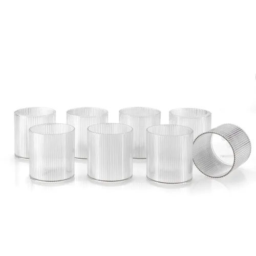 Image of Clazkit PET Glass Juice Tumblers, 120 ml Drinking Glasses for Freshly Squeezed Juices, Smoothies, and Beverages Set of 8