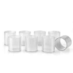 Clazkit PET Glass Juice Tumblers, 120 ml Drinking Glasses for Freshly Squeezed Juices, Smoothies, and Beverages Set of 8