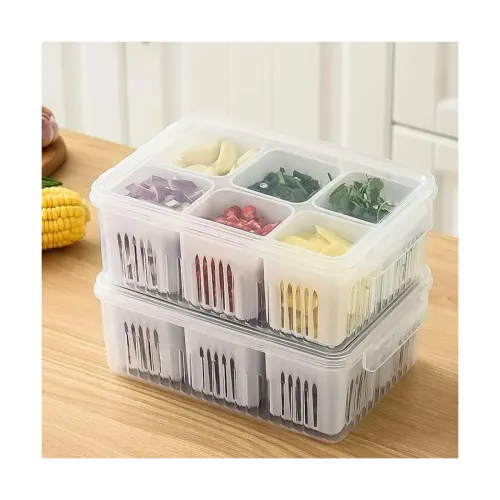 Image of Clazkit Plastic Fridge Storage Boxes (6 Grid Box, Pack of 1)