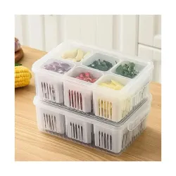 Clazkit Plastic Fridge Storage Boxes (6 Grid Box, Pack of 1)