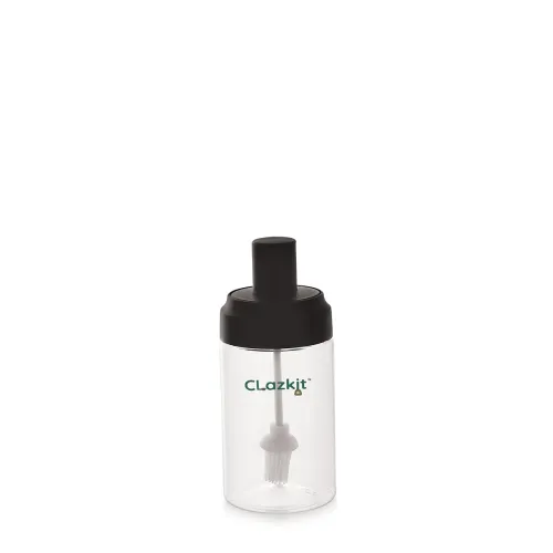Image of Clazkit Plastic Jar Oil & Liquid Storage Dispenser with Brush