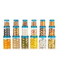 Clazkit Plastic Pet Storage Jar and Container Set of 18