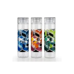 Clazkit Plastic Printed Water Bottle (1000ml, Pack of 3)