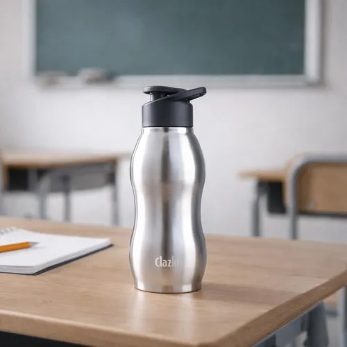 Image of Clazkit Platina 750ml Sporty Stainless Steel Water Bottle (Set of 2)
