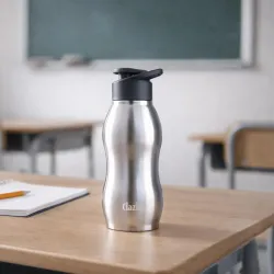 Clazkit Platina 750ml Sporty Stainless Steel Water Bottle (Set of 2)