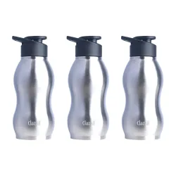 Clazkit Platina 750ml Sporty Stainless Steel Water Bottle Set of 3 |ISI Certified |Leakproof, Rust-Free, BPA-Free, Durab