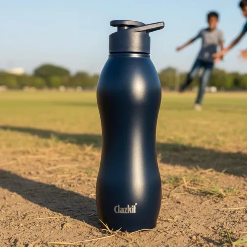 Image of Clazkit Platina Stainless Steel Black Matte Finish Water Bottle 1000ml