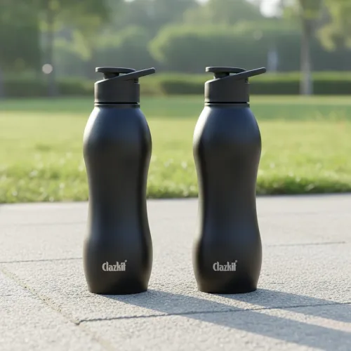 Image of Clazkit Platina Stainless Steel Matte Water Bottle 1000ml Set of 2