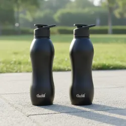 Clazkit Platina Stainless Steel Matte Water Bottle 1000ml Set of 2
