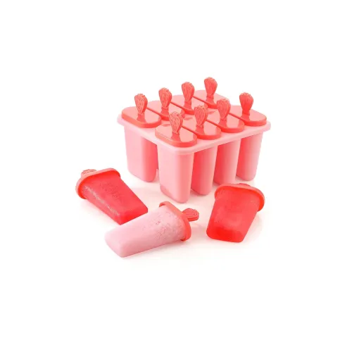 Image of Clazkit Set of 8 Plastic Reusable Strawberry Ice Pop Makers