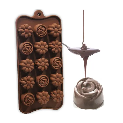 Image of Clazkit Silicone Chocolate Moulds |Heart & Flower Shape Candy Molds