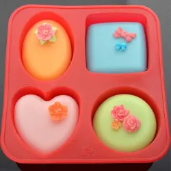 Clazkit Silicone Soap Mold 4-in-1 | Round, Square, Oval & Heart Shape Mould | Multi-Purpose for Soap, Bath Bombs, Candle