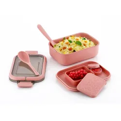 Clazkit Snack Pack Lunch Box for Kids, Adults |Tiffin Box with 2 Small Conatiner, Spoon and Fork | Leakproof 100% Food G