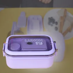 Clazkit Snack Pack Lunch Box for Kids, Adults |Tiffin Box with 2 Small Conatiner, Spoon and Fork | Leakproof 100% Food G