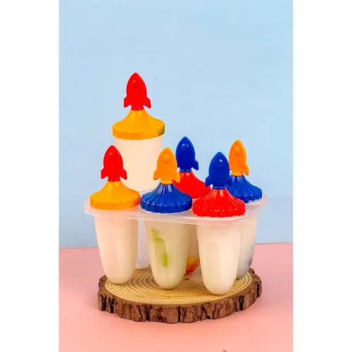 Image of Clazkit Set of 6 Plastic Reusable Rocket Ice Pop Makers