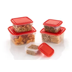 Clazkit Square Plastic Storage Jars Containers Set for Kitchen Set of 5