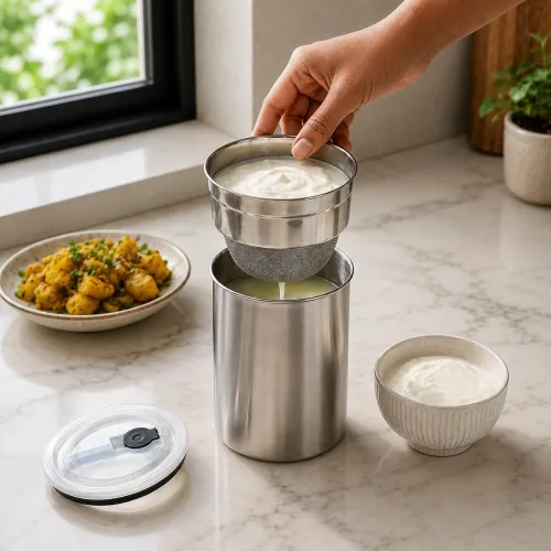 Image of Clazkit Stainless Steel Hung Curd Maker 1000 ml