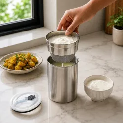 Clazkit Stainless Steel Hung Curd Maker 1000 ml