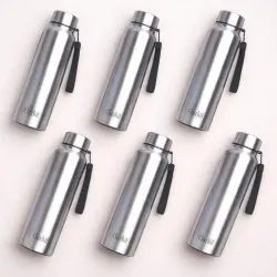Clazkit Stainless Steel Water Bottle 1000 ml -(Set of 6)