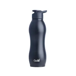 Clazkit Platina Stainless Steel Black Matte Finish Water Bottle Set of 2 |ISI Certified | Leakproof, Rust-Free, BPA-Free