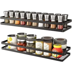 Clazkit Wall Mounted Iron Spice Rack Pack of 2