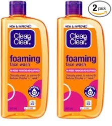 Clean & Clear Foaming Facewash for Oily Skin, Brown, 240ml (Pack of 2)