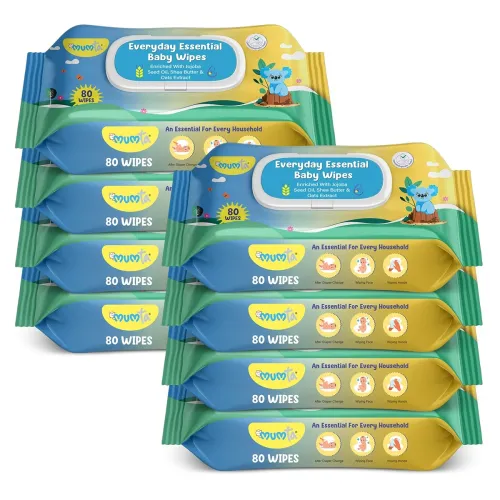 Image of Cleansing Baby Wipes, Enriched with Aloe Vera, Jojoba seed oil