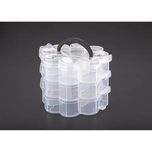 Image of 3-Tier Clear Stackable Organizer Storage Hobby Craft Box Container | Jewelry Case |