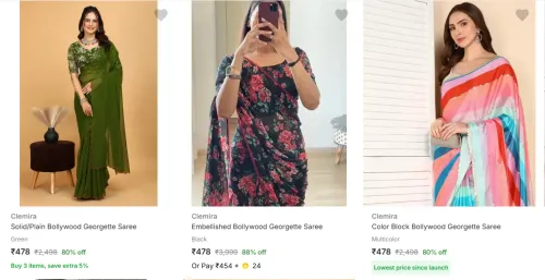 Image of Clemira Women's Sarees upto 88% Discount