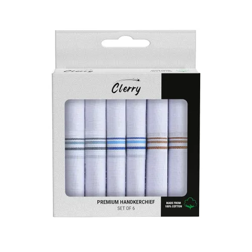Image of Clerry Premium White Cotton Handkerchiefs for Men Set Of 6