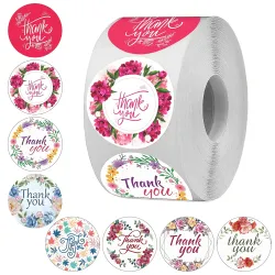Clickedin 500 Pieces Round Multi Designs Thank You Floor Stickers for Small Business, Vinyl, 1.5 X 1.5 Inches (Thank You
