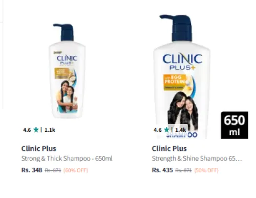Image of Clinic Plus Strong & Long Shampoo Minimum 50% Discount