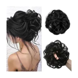 CLITZ Synthetic Messy Juda Bun Hair Extension for Women and Girls | Indian Hair Scrunchies and Ponytail Hairpiece | Heat-Resistant, Tangle-Free Natural Hair Buns for Style (Pack of 1, Black)
