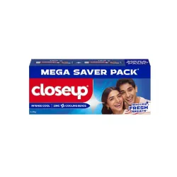 Closeup Intense Cool Blue Gel Toothpaste with Cooling Beads | Intense Cooling | 18 Hours of Fresh Breath, 300g (150g x 2)