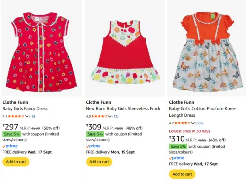 Image of Clothe Funn Baby Girls Dresses Starting @ ₹297