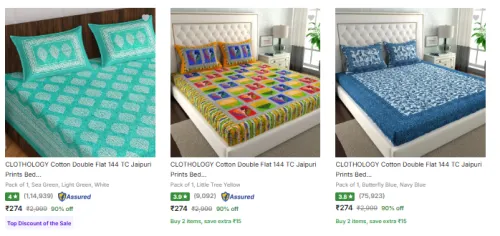 Image of CLOTHOLOGY Bedsheets at minimum 89% Discount