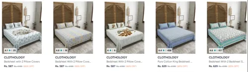 Image of Clothology Bedsheets upto 86% Discount
