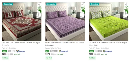 Image of Clothology Bedsheets upto 90% Discount