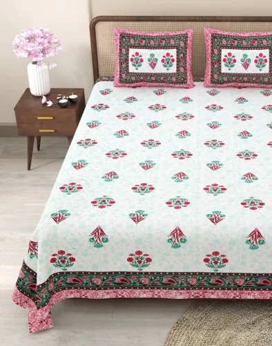 Image of CLOTHOLOGY Cotton 240TC Jaipuri Prints Bedsheet