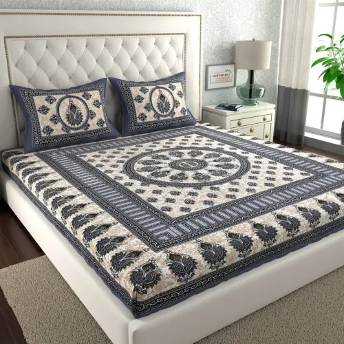 Image of CLOTHOLOGY Cotton Double Flat 144 TC Printed Bedsheet