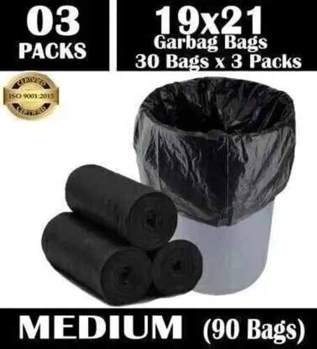 Image of CLOUDTEN Garbage Bags Medium Size Black Color 19 X 21 Inch | Disposable Dustbin Bags Medium Size for Home Kitchen | Pant
