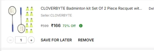Image of CLOVERBYTE Badminton kit Set 2 Piece Racquet + 10Pcs ShuttleCock