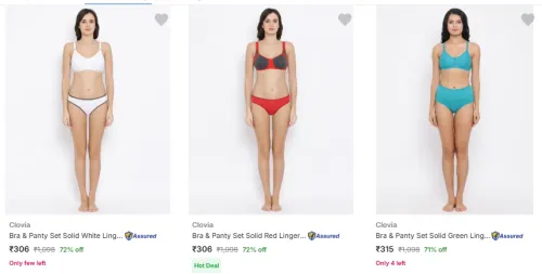 Image of Clovia Bra & Panty Set @ Starting ₹306