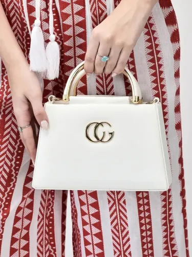 Image of Clovia Fashion Women Gold Shoulder Bag White