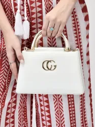 Clovia Fashion Women Gold Shoulder Bag White
