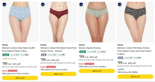 Image of Clovia Hipsters women's panty starting ₹99 