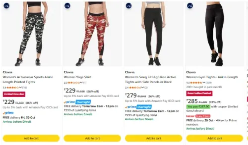 Image of Clovia Leggings at minimum 75% Discount