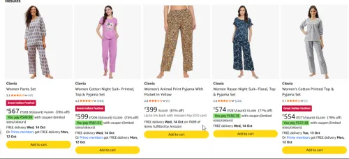 Image of Clovia Pyjamas & Lounge Pants at minimum 81% Discount