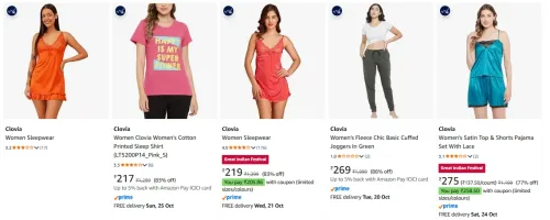 Image of Clovia Sleep & Lounge Wear at minimum 70% Discount