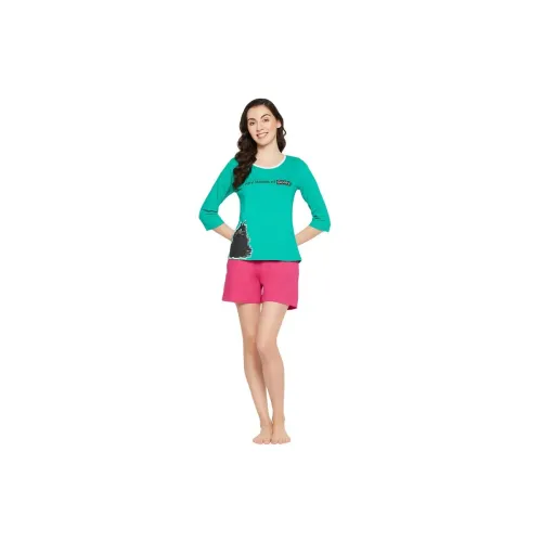 Image of Clovia Women's Cotton Print Top and Shorts Set